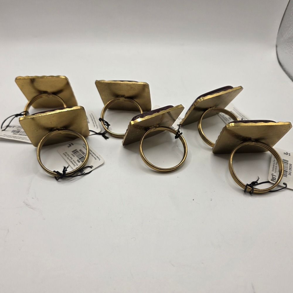 Pier 1 Imports Set of 6 Red Square Resin Gold Rope Napkin Rings SKU 2963340 NEW - Picture 4 of 6